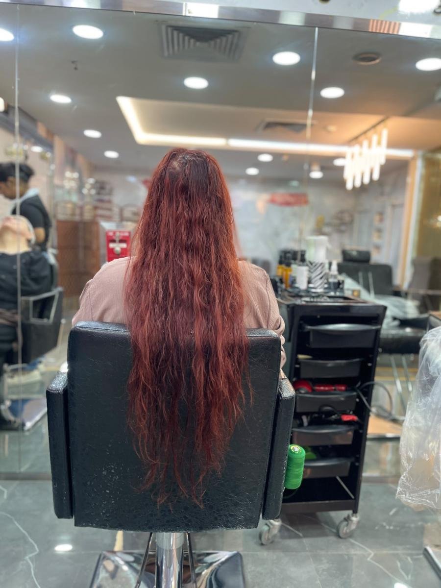 Vibrant Red Color Refresh & Layered Blowout - Before