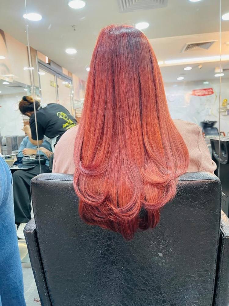 Vibrant Red Color Refresh & Layered Blowout - After